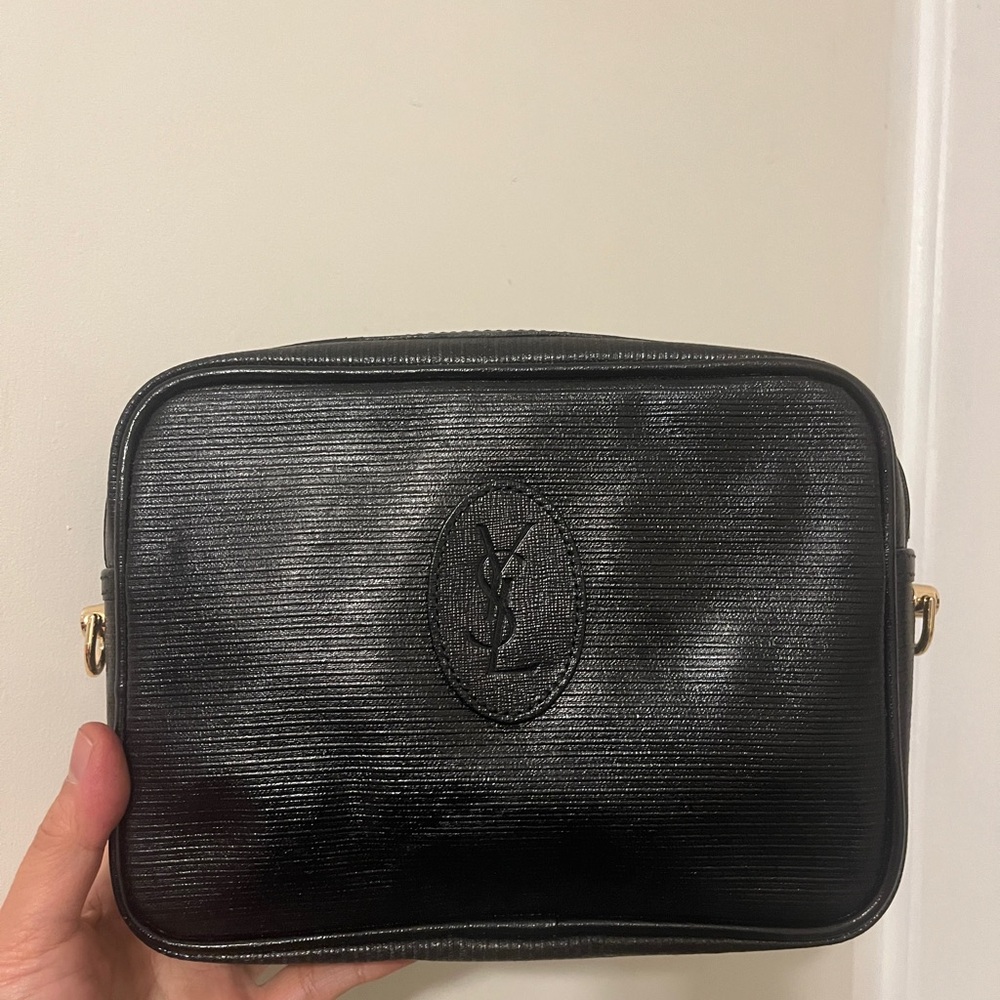 Yves Saint Laurent Vintage Leather Bag Lou Camera Purse YSL Logo Clutch Shoulder